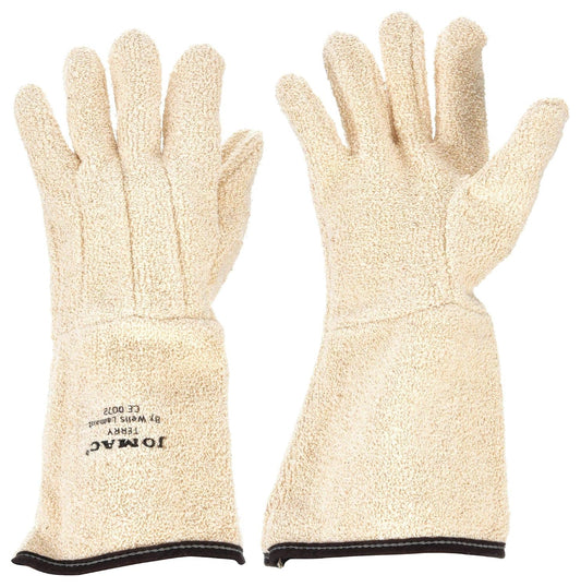 Heat Resist Gloves, White, Terry Cloth, PR