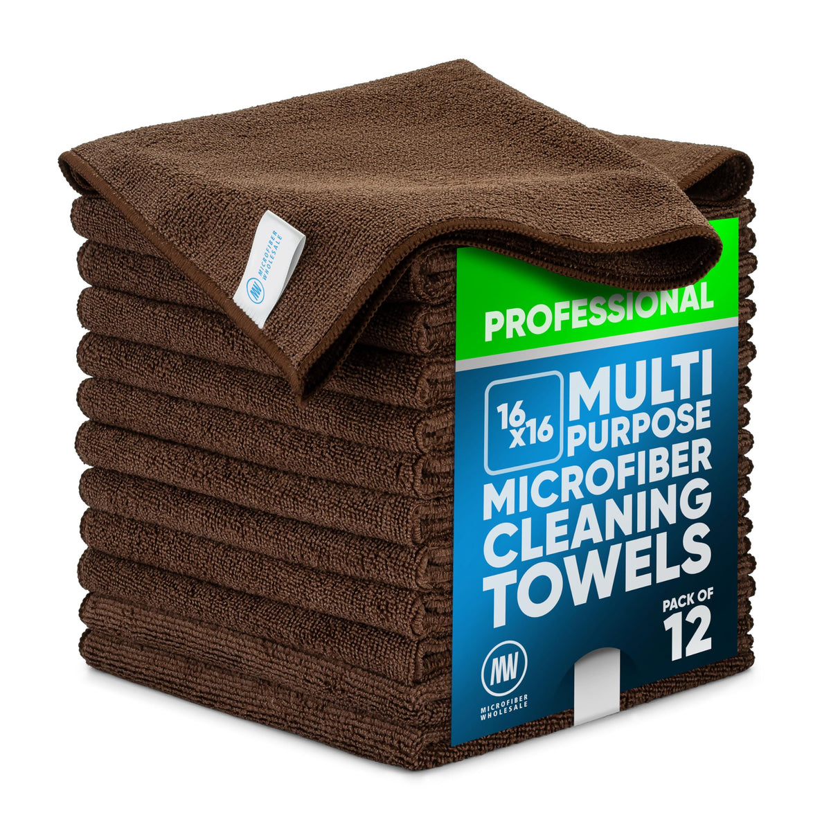 MW Pro Microfiber Cleaning Cloth | Blue | 12 Pack | 16” x 16” | All Purpose Microfiber Towels - Clean, Dust, Polish, Scrub, Absorbent