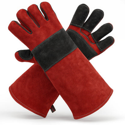 GRILL ARMOR Fire Pit & Campfire Gloves, 16in Leather, 932F Heat Resistant