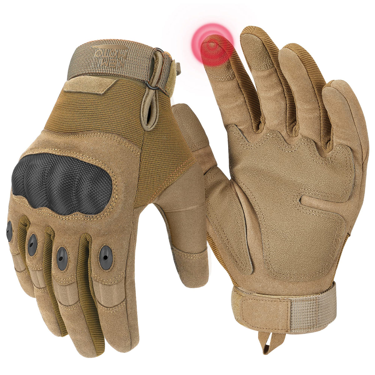 KEMIMOTO Tactical Gloves for Men, Touchscreen Motorcycle Gloves with Hard Shell & Palm Padding for Sports Motorcycle Cycling Tactical Airsoft Paintball Hunting Hiking