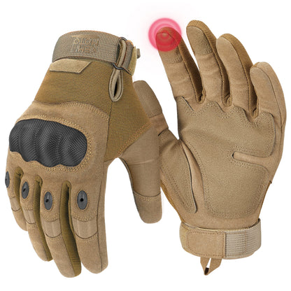 KEMIMOTO Tactical Gloves for Men, Touchscreen Motorcycle Gloves with Hard Shell & Palm Padding for Sports Motorcycle Cycling Tactical Airsoft Paintball Hunting Hiking