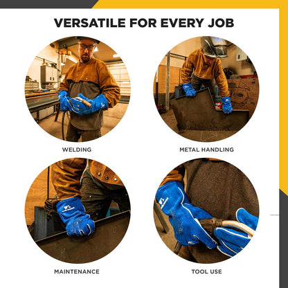 Wells Lamont Men's Welding Gloves, Split Cowhide Leather, Blue, Large