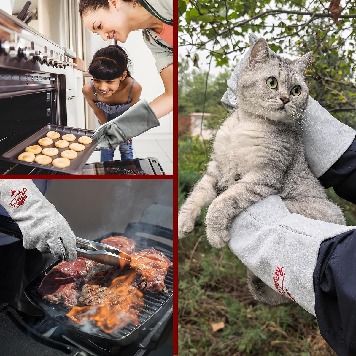 Leather Welding Gloves for Men or Women, Fire and Heat Resistant gloves for Stick,Tig,Mig,Fireplace,BBQ,Oven,Grill,Wood Stove,Animal Handling Gloves,Bite Proof for Cat or Dogs,Welders Gifts