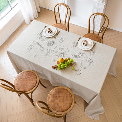 Linen World Linen Tablecloth,100% French Linen Natural Tablecloth 132" x 90" Inch,Washable Rectangular Tablecloth for Dining,Outdoor,Weddings and Restaurants,Decorative Thanksgiving Christmas