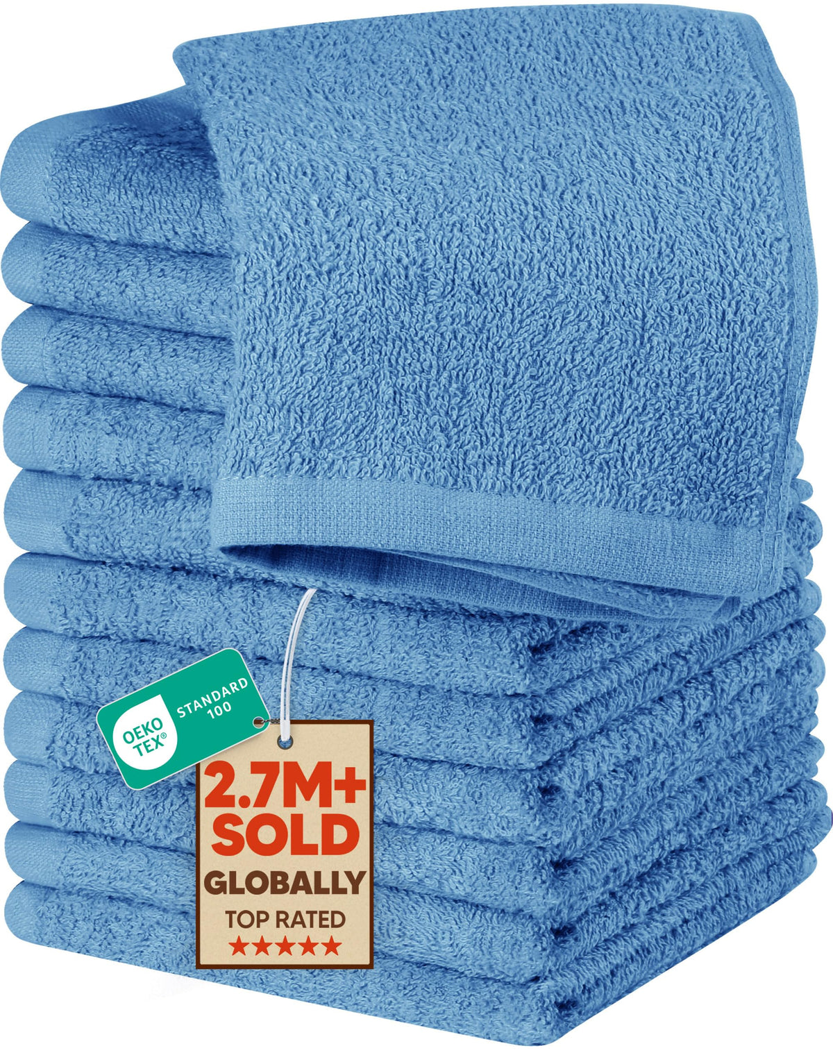 Utopia Towels 24 Pack Washcloths, 12x12 In, 100% Cotton, White