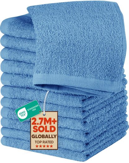 Utopia Towels 24 Pack Washcloths, 12x12 In, 100% Cotton, White