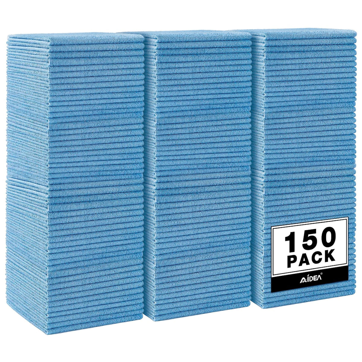 AIDEA Microfiber Cleaning Cloth Blue-50PK,Microfiber Towels for Cars 12×12"