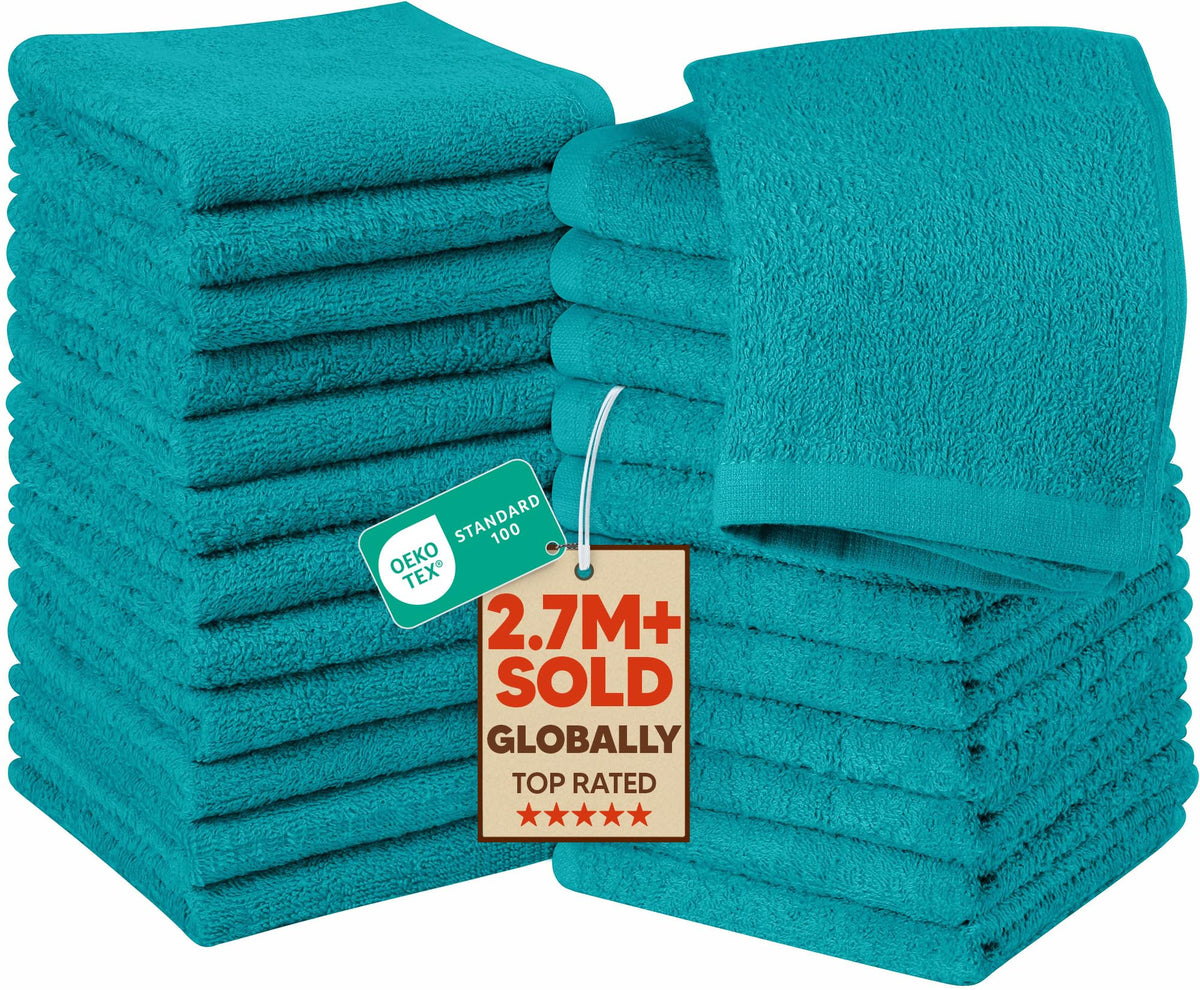 Utopia Towels 24 Pack Washcloths, 12x12 In, 100% Cotton, White