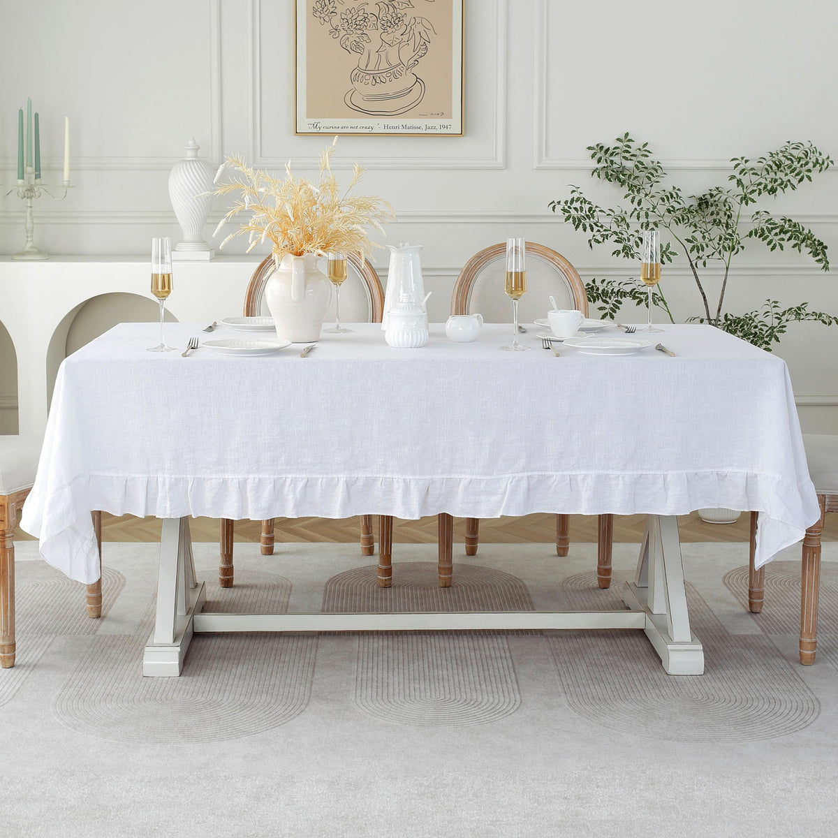 Linen World Linen Tablecloth,100% French Linen Natural Tablecloth 132" x 90" Inch,Washable Rectangular Tablecloth for Dining,Outdoor,Weddings and Restaurants,Decorative Thanksgiving Christmas