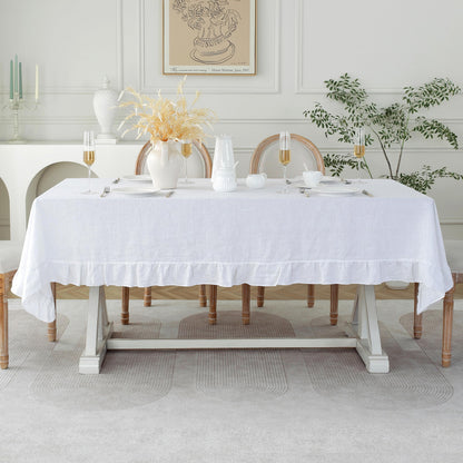Linen World Linen Tablecloth,100% French Linen Natural Tablecloth 132" x 90" Inch,Washable Rectangular Tablecloth for Dining,Outdoor,Weddings and Restaurants,Decorative Thanksgiving Christmas