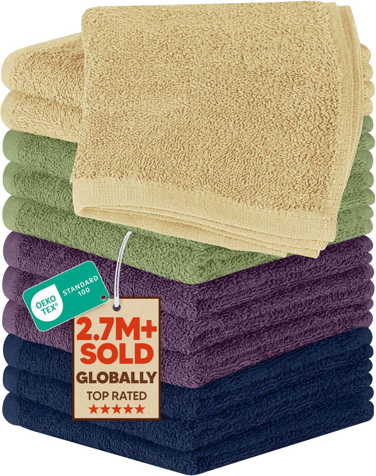 Utopia Towels 24 Pack Washcloths, 12x12 In, 100% Cotton, White