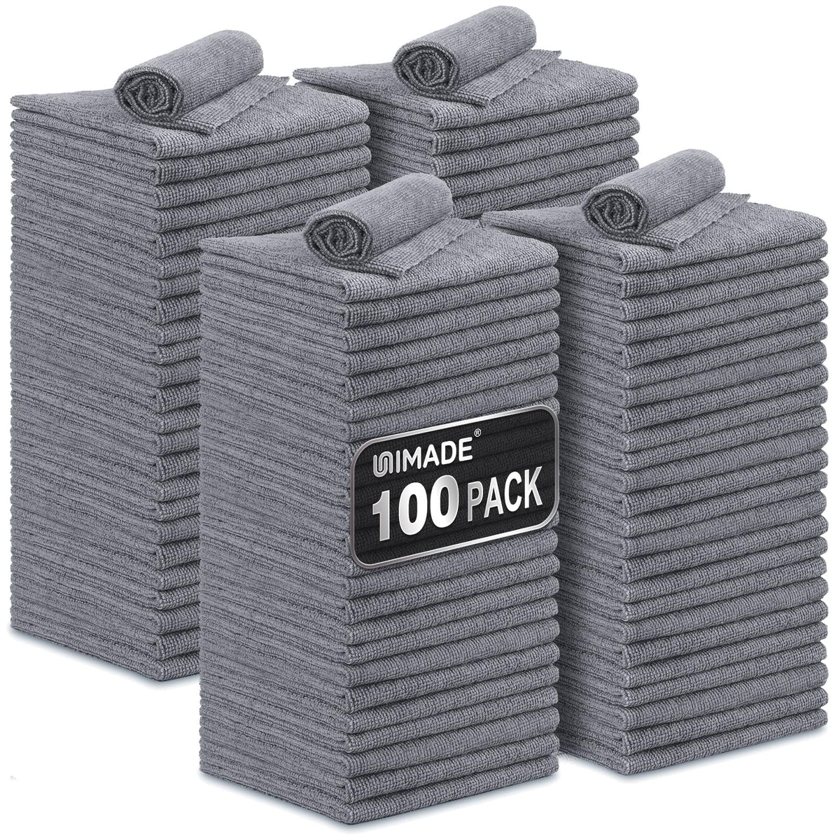UNIMADE Microfiber Cleaning Cloth, 100PK Commercial Grade Work Rags