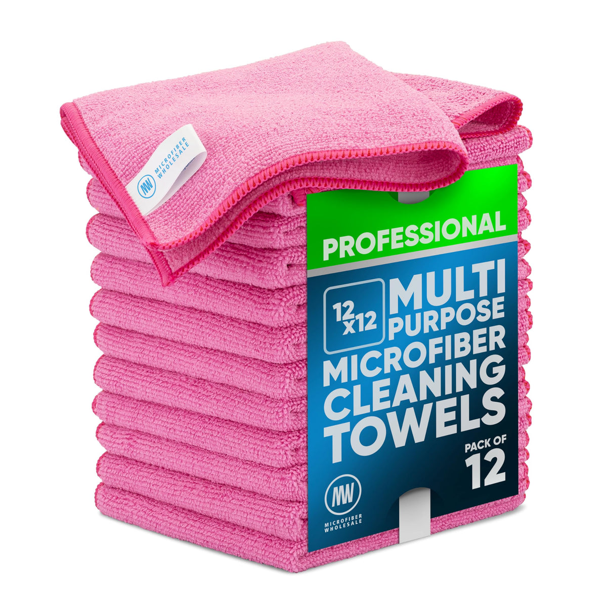 MW PRO Premium Microfiber Cleaning Cloths (12 Pack, 12x12, Grey) - Streak Free Stainless Steel & Glass Towels - Ultra Soft Cleaning Cloths for Screens, Granite & Modern Home - Washable & Reusable