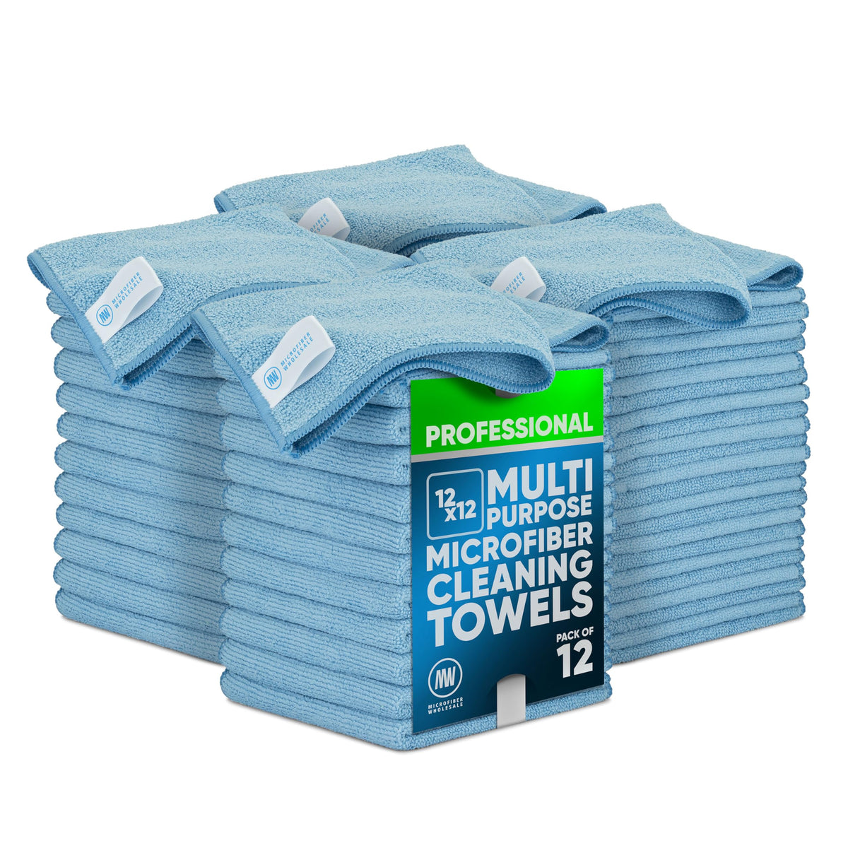 MW PRO Premium Microfiber Cleaning Cloths (12 Pack, 12x12, Grey) - Streak Free Stainless Steel & Glass Towels - Ultra Soft Cleaning Cloths for Screens, Granite & Modern Home - Washable & Reusable