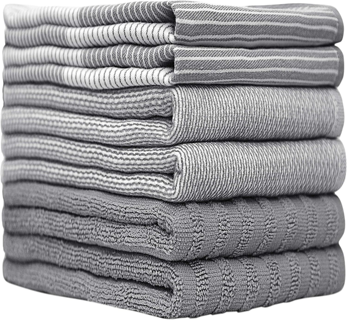 Premium Kitchen Towels 6 Pack 100% Cotton, 20"x28" Dish Towels - Grey