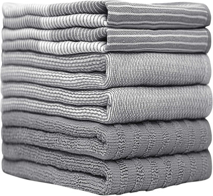 Premium Kitchen Towels 6 Pack 100% Cotton, 20"x28" Dish Towels - Grey