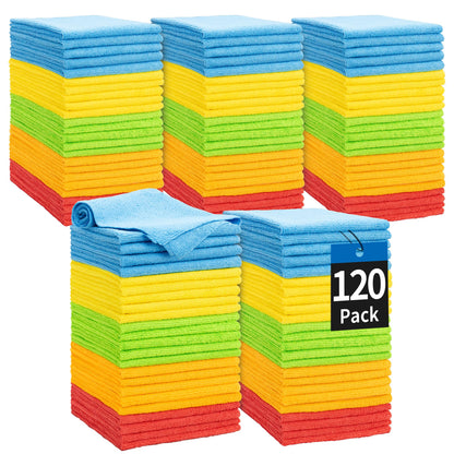 Microfiber Cleaning Cloth, 100 Pack Cleaning Rags Microfiber Towel Bulk Absorbent Lint-Free Wash Cloths, All-Purpose Shop Towels for Cars, Automotive, Garage, Home & Kitchen 11.5"*11.5"