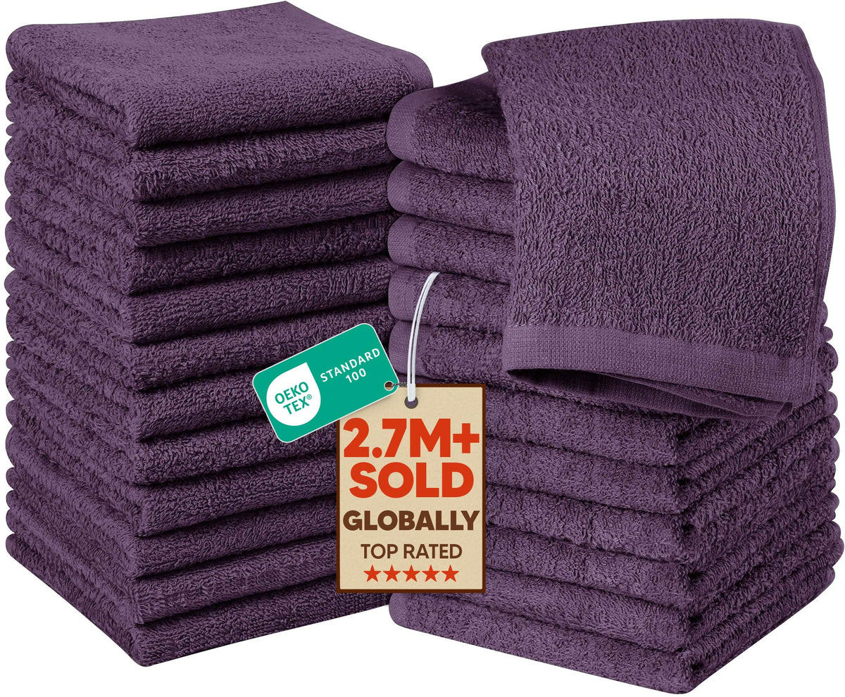 Utopia Towels 24 Pack Washcloths, 12x12 In, 100% Cotton, White