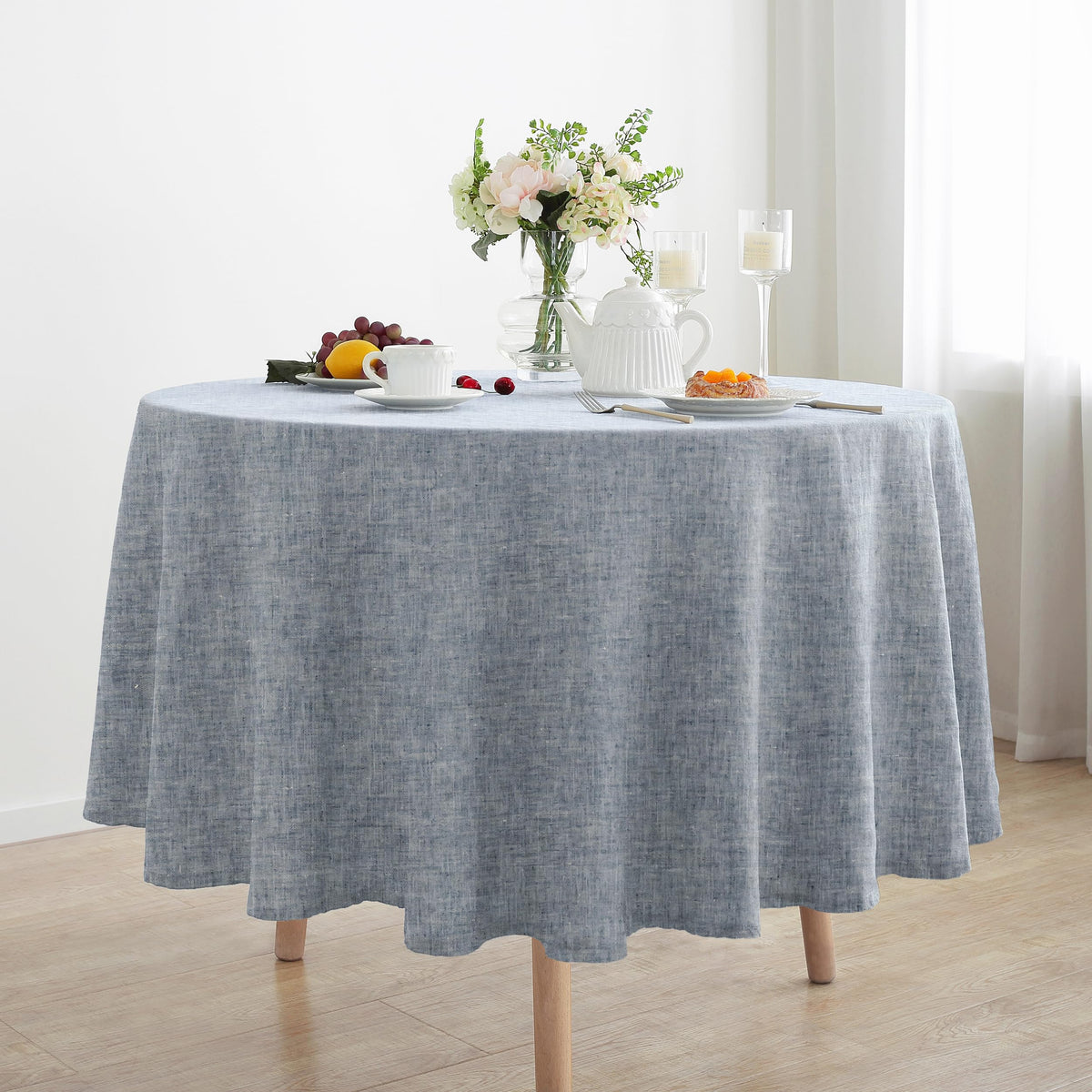 Linen World Linen Tablecloth,100% French Linen Natural Tablecloth 132" x 90" Inch,Washable Rectangular Tablecloth for Dining,Outdoor,Weddings and Restaurants,Decorative Thanksgiving Christmas