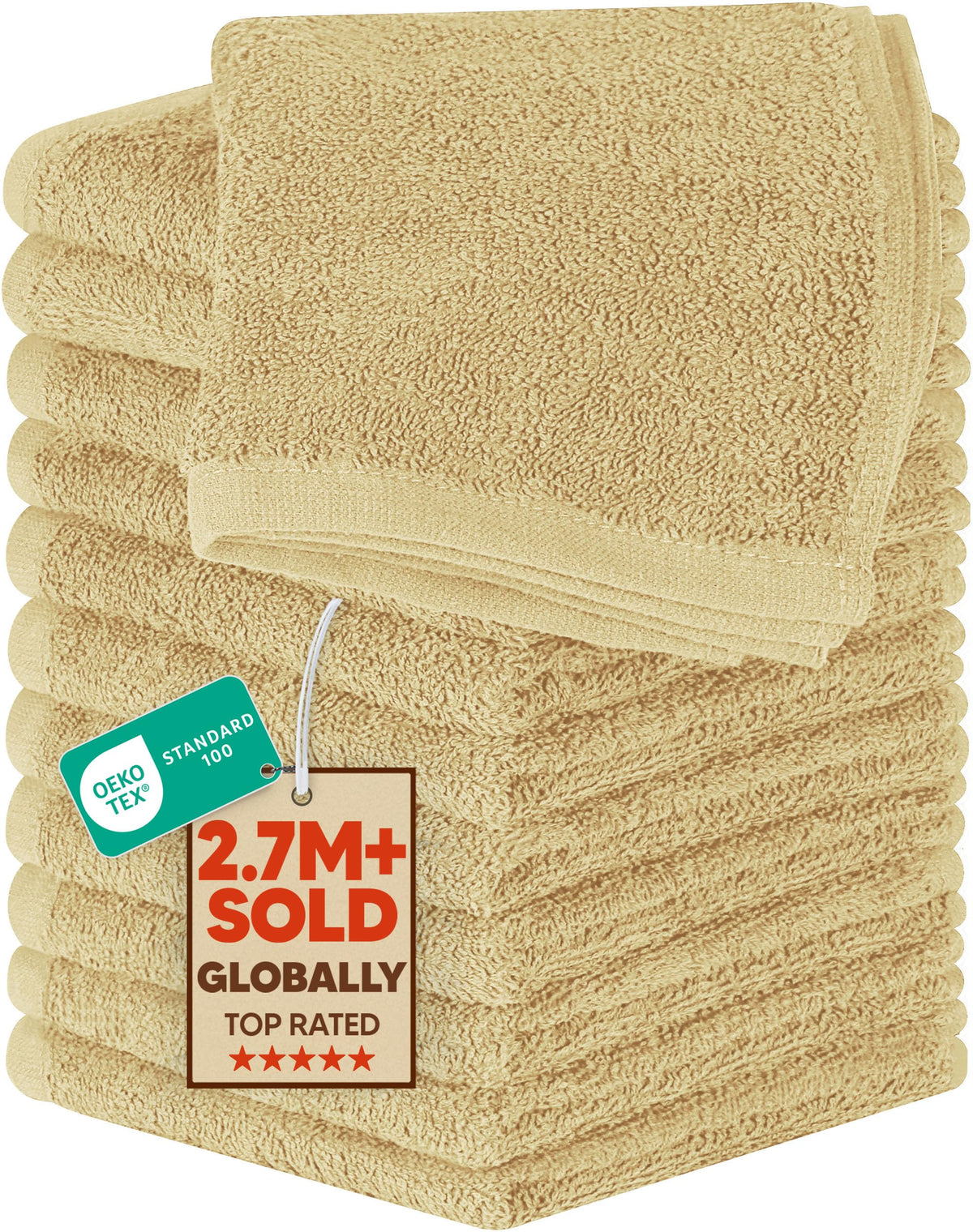 Utopia Towels 24 Pack Washcloths, 12x12 In, 100% Cotton, White