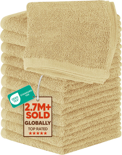 Utopia Towels 24 Pack Washcloths, 12x12 In, 100% Cotton, White