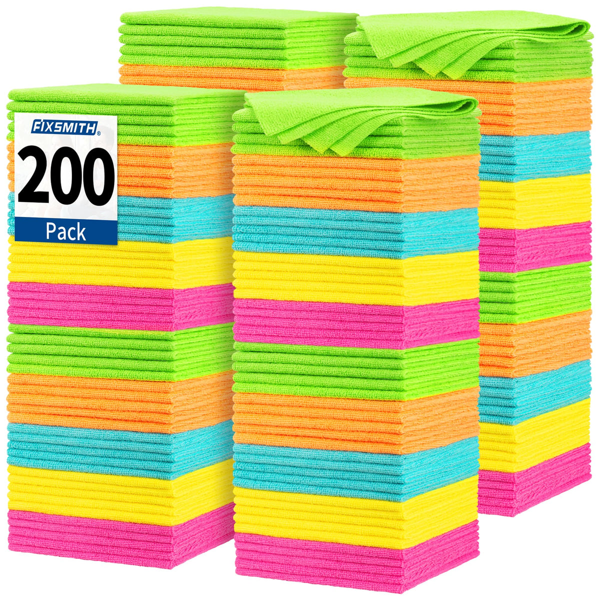 FIXSMITH Microfiber Cleaning Cloth, 100 Pack Shop Towels, Micro Fiber Cloth for Cleaning Car, All-Purpose Absorbent Cleaning Rags for Housekeeping, Dust Cloth for Office, Car Wash Towels, 12inx12in