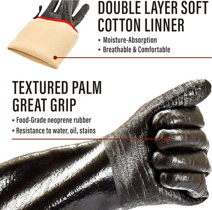 RAPICCA BBQ Grill Gloves, 932°F Heat Resistant Neoprene, 14 in XL
