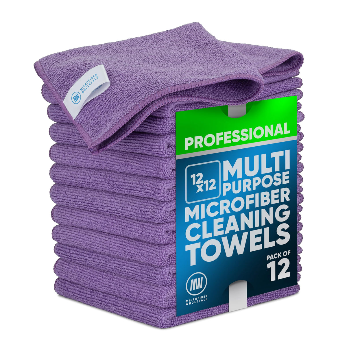 MW PRO Premium Microfiber Cleaning Cloths (12 Pack, 12x12, Grey) - Streak Free Stainless Steel & Glass Towels - Ultra Soft Cleaning Cloths for Screens, Granite & Modern Home - Washable & Reusable