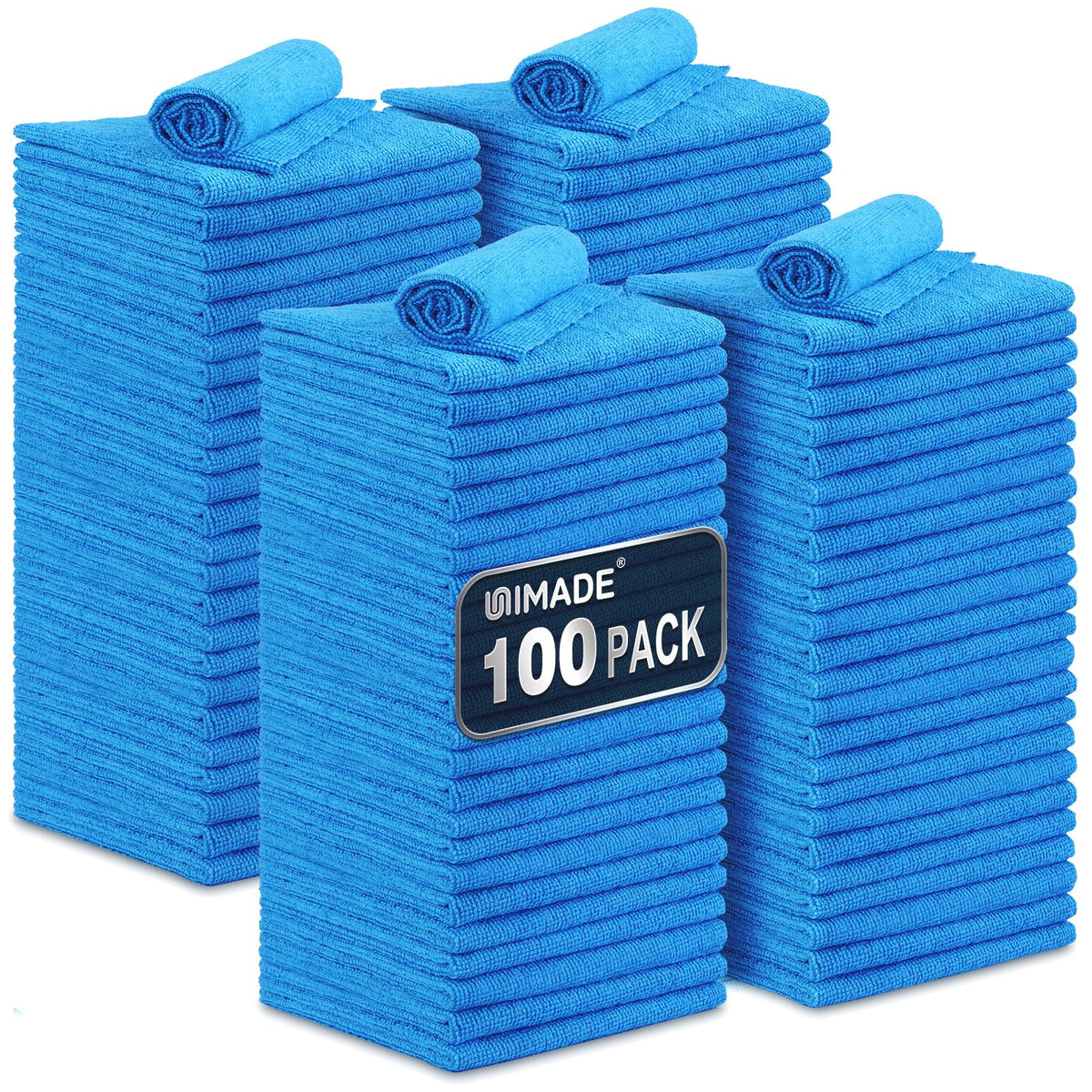 UNIMADE Microfiber Cleaning Cloth, 100PK Commercial Grade Work Rags