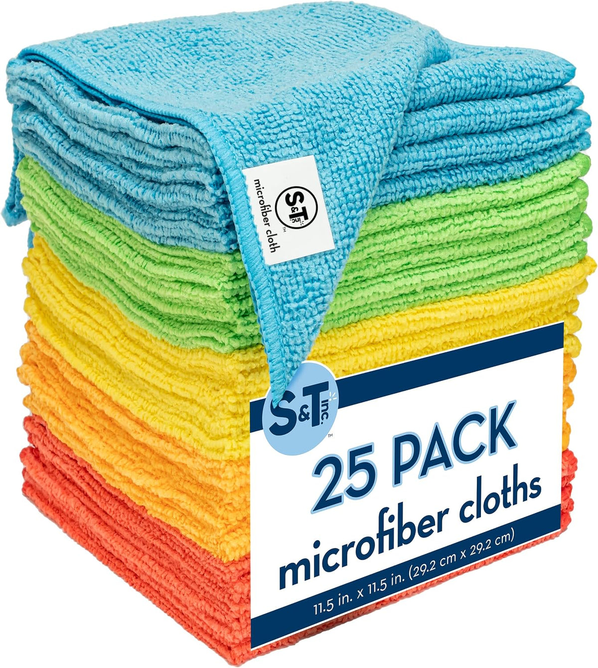 S&T INC. Microfiber Cleaning Cloth, 25 Pack, 11.5" x 11.5"