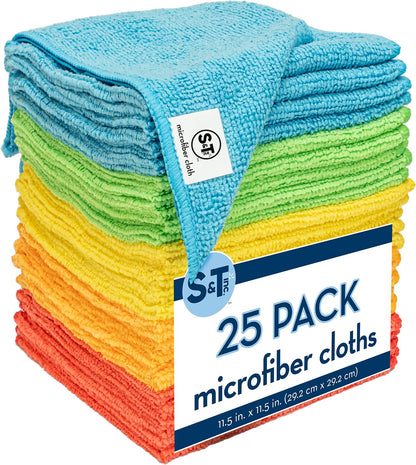 S&T INC. Microfiber Cleaning Cloth, 25 Pack, 11.5" x 11.5"