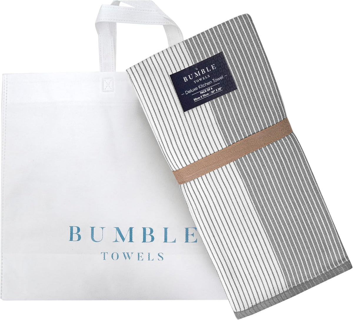 Premium Kitchen Towels 6 Pack 100% Cotton, 20"x28" Dish Towels - Grey