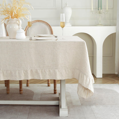 Linen World Linen Tablecloth,100% French Linen Natural Tablecloth 132" x 90" Inch,Washable Rectangular Tablecloth for Dining,Outdoor,Weddings and Restaurants,Decorative Thanksgiving Christmas