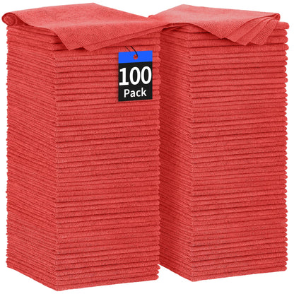 Microfiber Cleaning Cloth, 100 Pack Cleaning Rags Microfiber Towel Bulk Absorbent Lint-Free Wash Cloths, All-Purpose Shop Towels for Cars, Automotive, Garage, Home & Kitchen 11.5"*11.5"