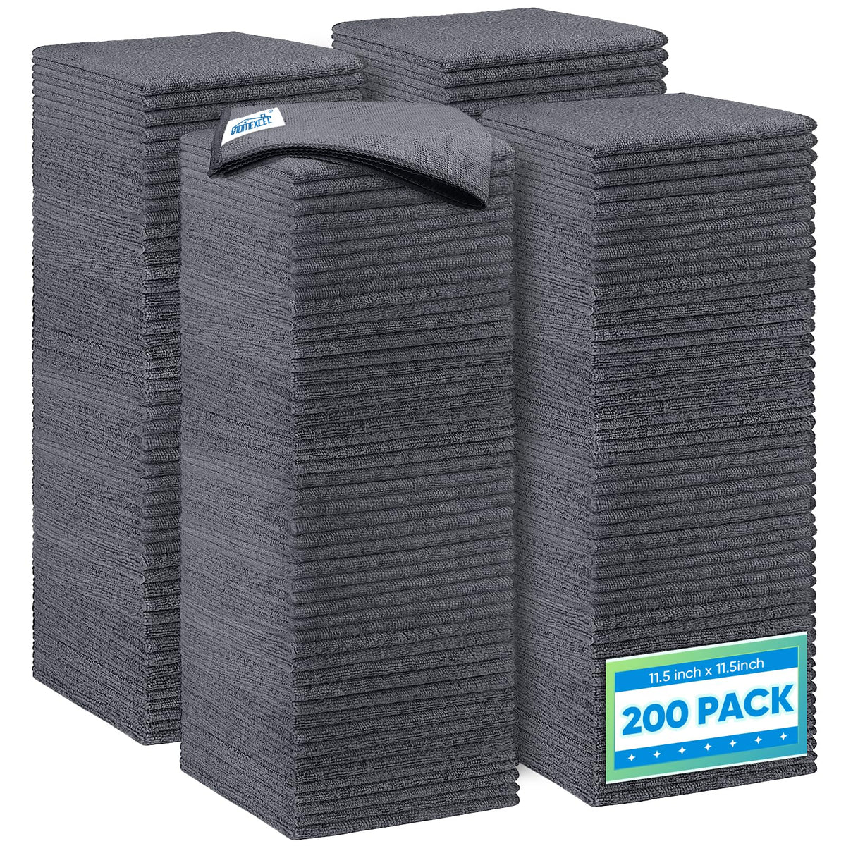 HOMEXCEL Black Microfiber Cleaning Cloth 12 Pack, 12.5 x 12.5 inch Microfiber Towels for Cars, Ultra Absorbent Car Washing Cloth, Lint Free Streak Free Cleaning Rags for Car, Kitchen, and Window