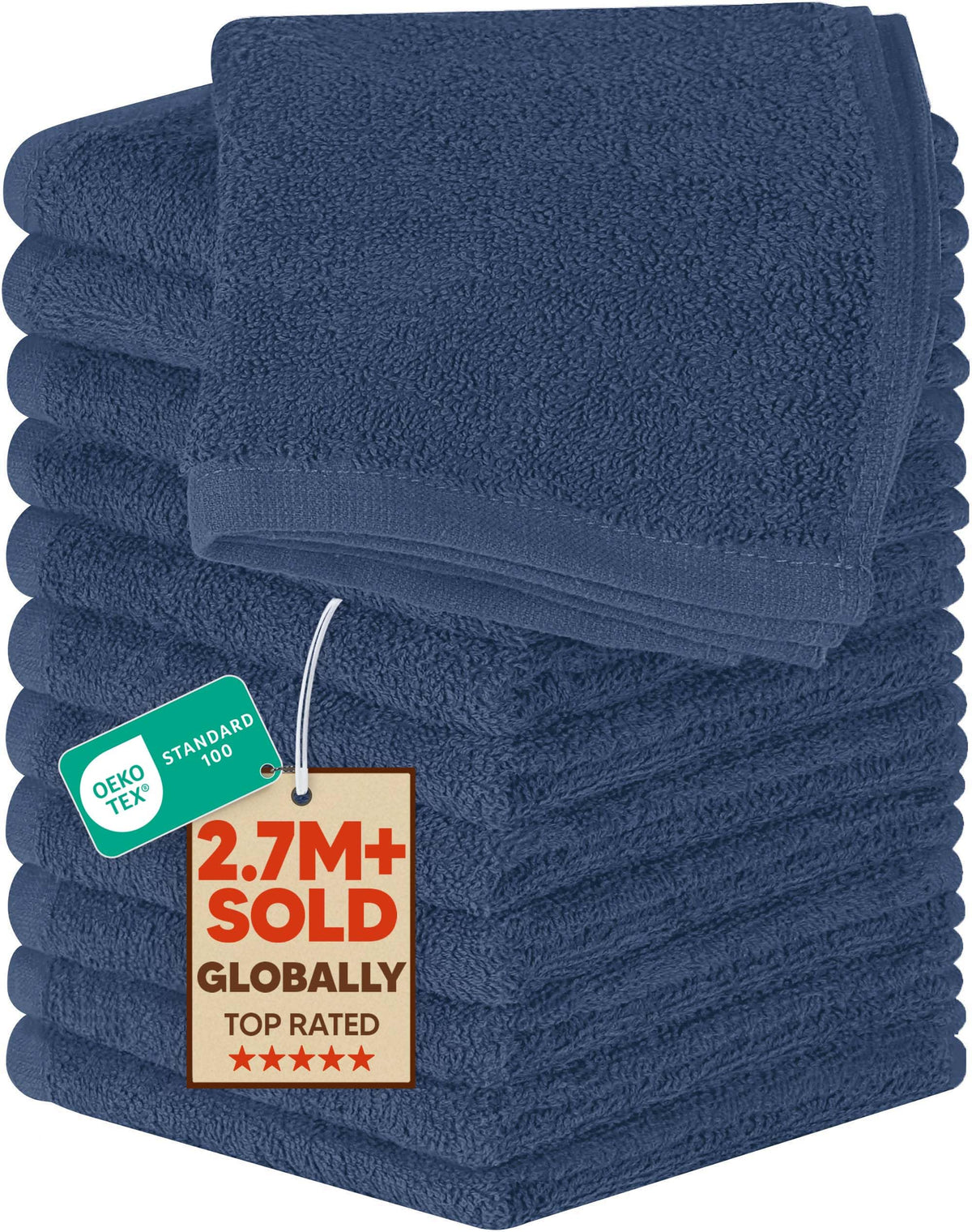 Utopia Towels 24 Pack Washcloths, 12x12 In, 100% Cotton, White