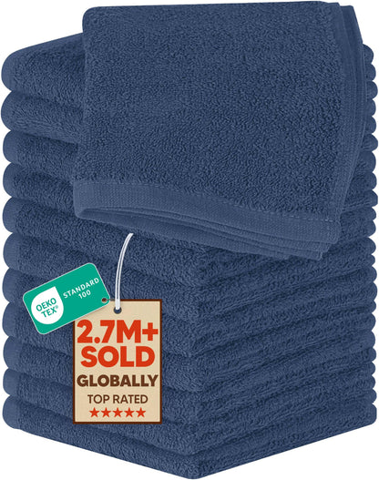 Utopia Towels 24 Pack Washcloths, 12x12 In, 100% Cotton, White