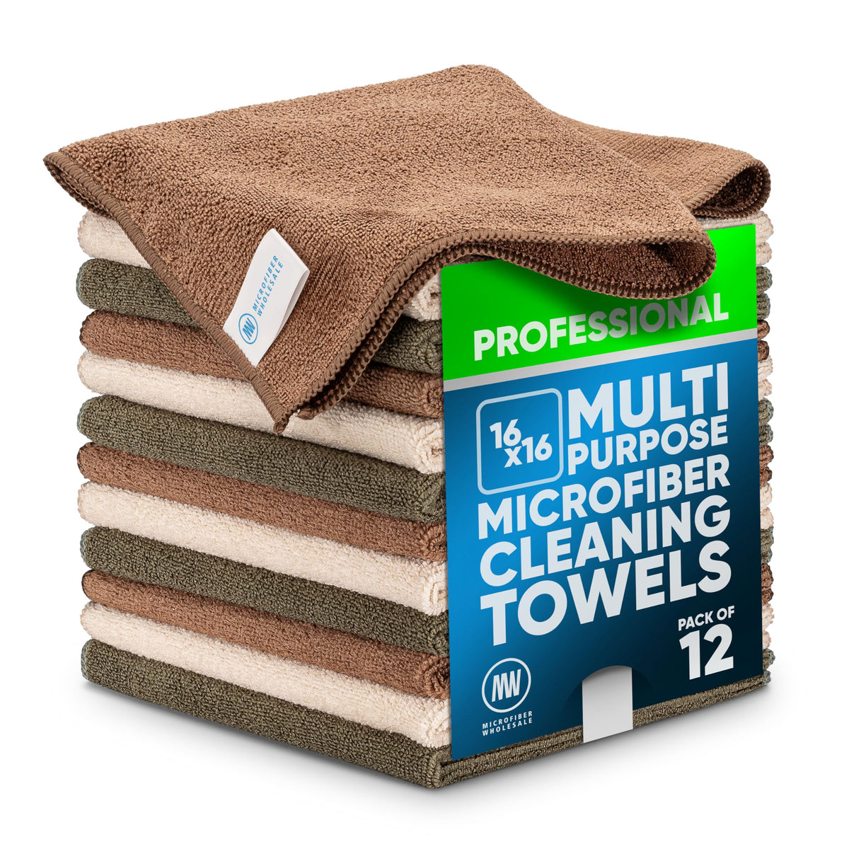 MW Pro Microfiber Cleaning Cloth | Blue | 12 Pack | 16” x 16” | All Purpose Microfiber Towels - Clean, Dust, Polish, Scrub, Absorbent