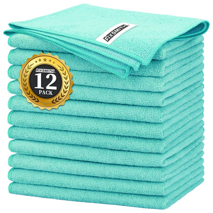FIXSMITH Microfiber Cleaning Cloth - Pack of 8, Size: 12 x 16 in, Multi-Functional Cleaning Towels, Highly Absorbent Cleaning Rags, Lint-Free, Streak-Free Cleaning Cloths for Car Kitchen Home