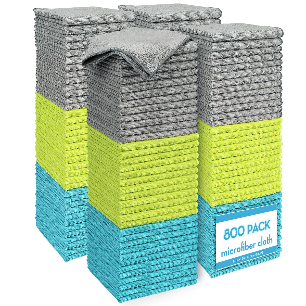 AIDEA White Microfiber Cleaning Cloth-12PK, Cleaning Rags 12"x 12" Reusable