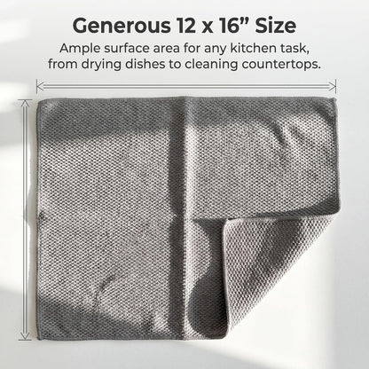 Microfiber Cleaning Cloths 6-Pack, Absorbent Textured Towels Large 12x16 In