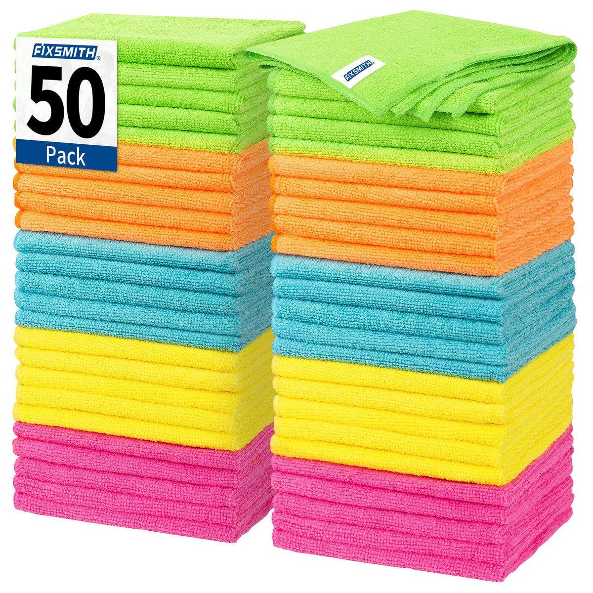 FIXSMITH Microfiber Cleaning Cloth - Pack of 8, Size: 12 x 16 in, Multi-Functional Cleaning Towels, Highly Absorbent Cleaning Rags, Lint-Free, Streak-Free Cleaning Cloths for Car Kitchen Home