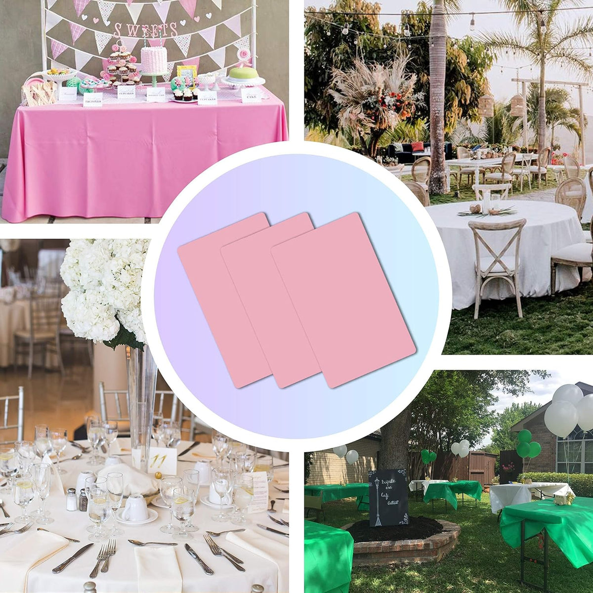 Childom 3 Pack Pink Plastic Tablecloth for Rectangle Tables 54" x 108" Pink Disposable Table Cloth for Mothers Day Decorations,Plastic Table Cover for Birthday Graduation Party Christmas Anniversary
