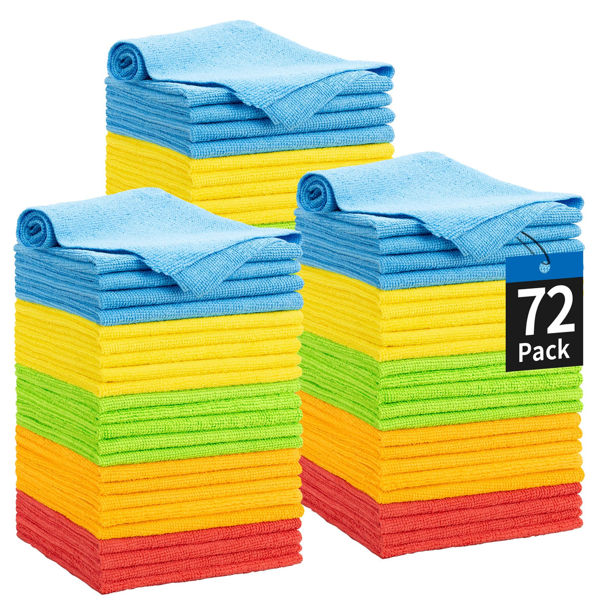 Microfiber Cleaning Cloth, 100 Pack Cleaning Rags Microfiber Towel Bulk Absorbent Lint-Free Wash Cloths, All-Purpose Shop Towels for Cars, Automotive, Garage, Home & Kitchen 11.5"*11.5"