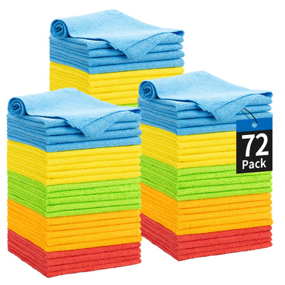 Microfiber Cleaning Cloth, 100 Pack Cleaning Rags Microfiber Towel Bulk Absorbent Lint-Free Wash Cloths, All-Purpose Shop Towels for Cars, Automotive, Garage, Home & Kitchen 11.5"*11.5"