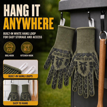 BBQ Gloves Heat Resistant Cooking Grill Gloves Heat Proof for Men