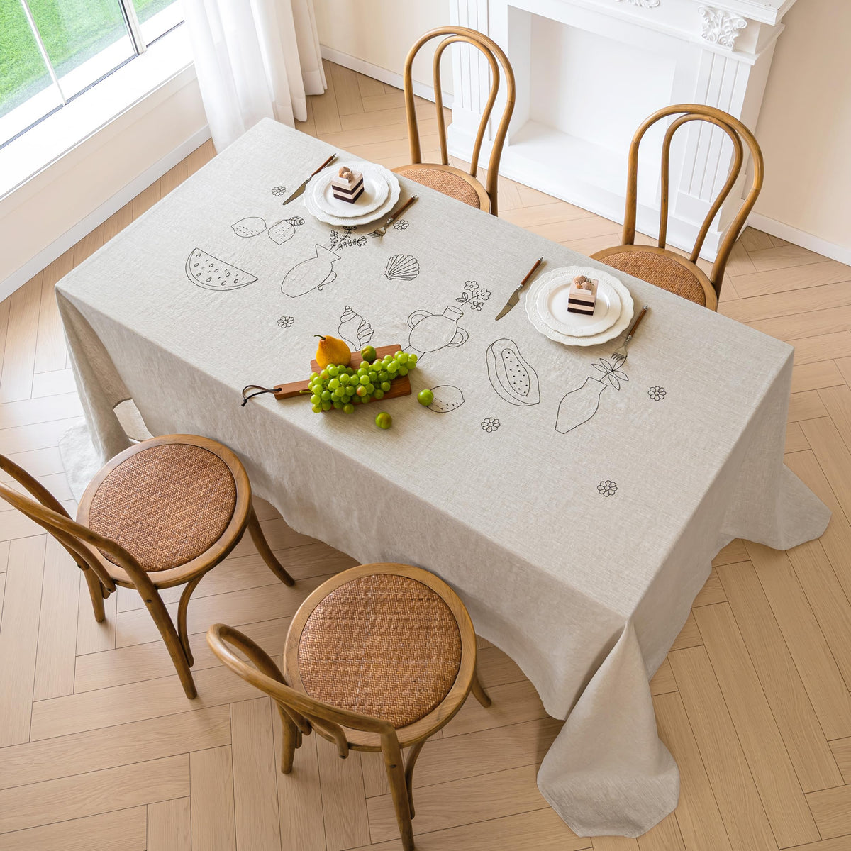 Linen World Linen Tablecloth,100% French Linen Natural Tablecloth 132" x 90" Inch,Washable Rectangular Tablecloth for Dining,Outdoor,Weddings and Restaurants,Decorative Thanksgiving Christmas