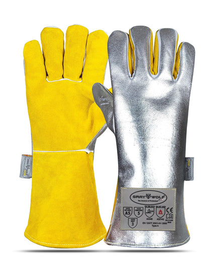 SpecxArmor® Graywolf® Aluminized Heat Resistant Welding Glove/Large/1472°F│Fire Gloves│Kevlar Gloves│High Heat│Foundry glove│