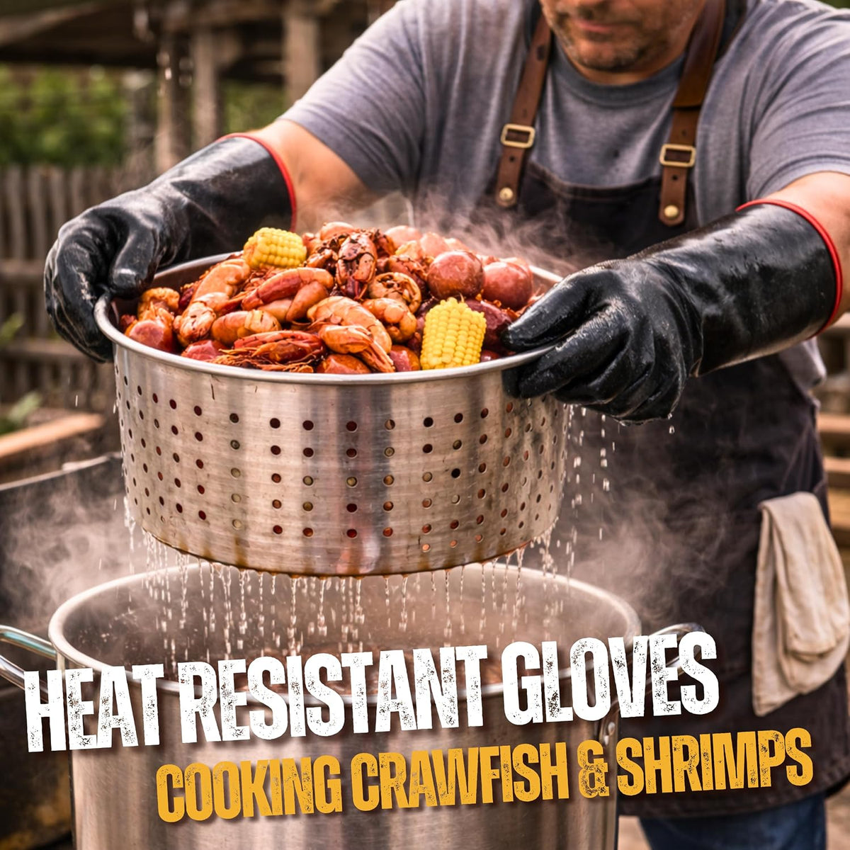 Grill Heat Aid 932°F High Heat Resistant BBQ Grill Gloves Neoprene Mitt 14"