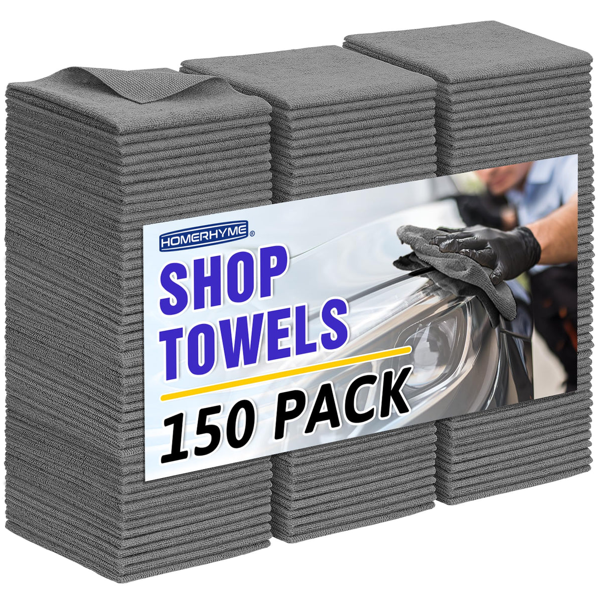 Microfiber Cleaning Cloth, 100 Pack Cleaning Rags Microfiber Towel Bulk Absorbent Lint-Free Wash Cloths, All-Purpose Shop Towels for Cars, Automotive, Garage, Home & Kitchen 11.5"*11.5"